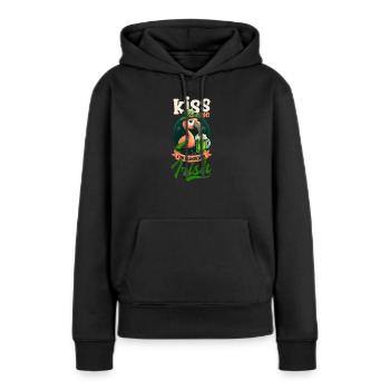 Flamant rose irlandais St Patricks baiser je suis floquage irlandais - Sweat à capuche Premium bio Femme - noir - Devant - Julia (174cm)