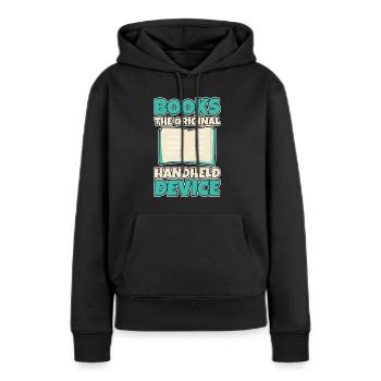 Books The Original Handheld Device 2 - Frauen Premium Bio Hoodie - Schwarz - Vorne - Julia (174cm)