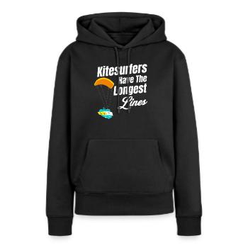 Kitesurfer Haben Das Längste Segelbrett Windiges - Frauen Premium Bio Hoodie - Schwarz - Vorne - Julia (174cm)