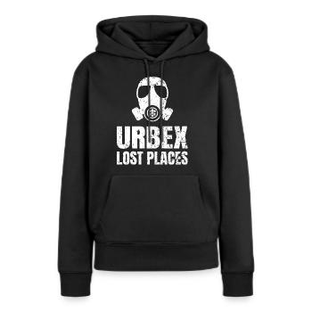 URBEX Lost Places white scratched - Frauen Premium Bio Hoodie - Schwarz - Vorne - Julia (174cm)