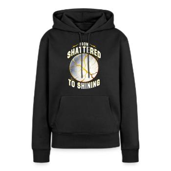 Kintsugi Kintsukuroi From Shattered To Shining - Frauen Premium Bio Hoodie - Schwarz - Vorne - Julia (174cm)