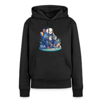 Panda Bear Gamer Panda géant japonais - Sweat à capuche Premium bio Femme - noir - Devant - Julia (174cm)