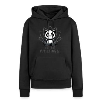 Chill Out With Your Paws Out Panda Yoga - Frauen Premium Bio Hoodie - Schwarz - Vorne - Julia (174cm)