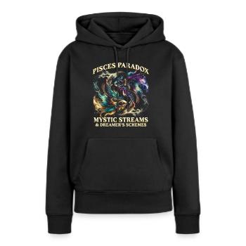 Horoscope Poissons Paradoxe des Poissons - Sweat à capuche Premium bio Femme - noir - Devant - Julia (174cm)