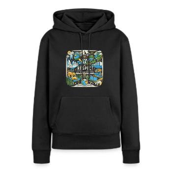 Respectez tous les points de vue 2 - Sweat à capuche Premium bio Femme - noir - Devant - Julia (174cm)