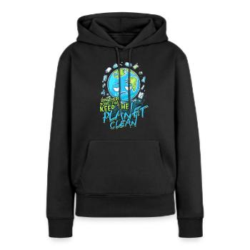 Umweltschutz Umweltschützer Recyceln - Frauen Premium Bio Hoodie - Schwarz - Vorne - Julia (174cm)