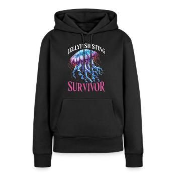 Survivant de la piqûre de méduse 21 - Sweat à capuche Premium bio Femme - noir - Devant - Julia (174cm)
