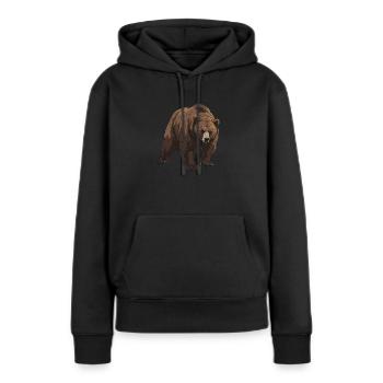 Grizzly Ours brun Ours brun - Sweat à capuche Premium bio Femme - noir - Devant - Julia (174cm)