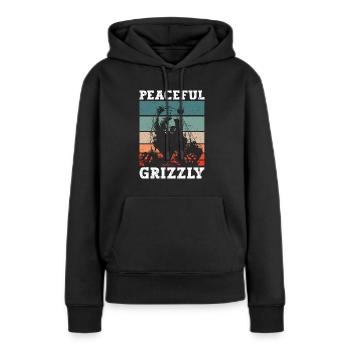 Grizzly Ours brun Ours brun - Sweat à capuche Premium bio Femme - noir - Devant - Julia (174cm)