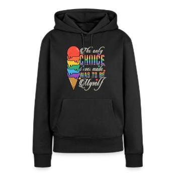 Le seul choix | Rainbow Pride Mois de la liberté - Sweat à capuche Premium bio Femme - noir - Devant - Julia (174cm)