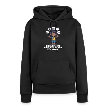 Les Amérindiens parlent hindi, anglais Support technique - Sweat à capuche Premium bio Femme - noir - Devant - Julia (174cm)