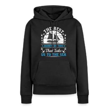 Die besten Reisen sind die, die uns in den Nahen Osten führen - Frauen Premium Bio Hoodie - Schwarz - Vorne - Julia (174cm)