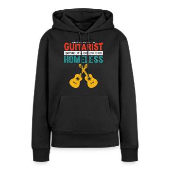 Wie nennt man einen Gitarristen ohne Freundin? - Frauen Premium Bio Hoodie - Schwarz - Vorne - Julia (174cm)