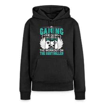 Gaming ist mein Cardio - meine Finger werden ziemlich wor - Frauen Premium Bio Hoodie - Schwarz - Vorne - Julia (174cm)