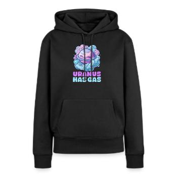 Uranus Uranus a du gaz ! - Sweat à capuche Premium bio Femme - noir - Devant - Julia (174cm)