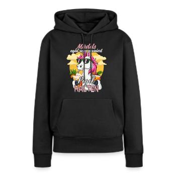 Mädels Egal Was Passiert Pegel Halten - Frauen Premium Bio Hoodie - Schwarz - Vorne - Julia (174cm)