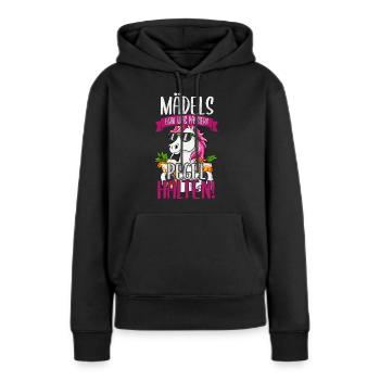 Mädels Egal Was Passiert Pegel Halten - Frauen Premium Bio Hoodie - Schwarz - Vorne - Julia (174cm)