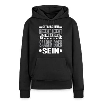Saarland Saarländer Saar Saarbrigger Saarbrücken - Frauen Premium Bio Hoodie - Schwarz - Vorne - Julia (174cm)