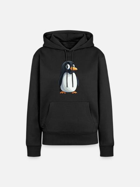 Pinguin Kawaii Pinguin Niedlich - Dame Premium hoodie, økologisk bomuld - sort