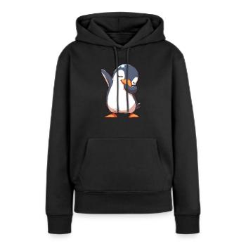 Pingouin Sondage Kawaii Pingouin Mignon - Sweat à capuche Premium bio Femme - noir - Devant - Julia (174cm)