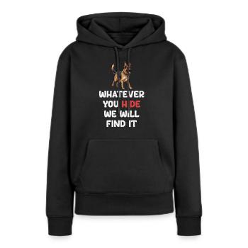 Was Auch Immer Sie Verstecken, Wir Werden Es - Frauen Premium Bio Hoodie - Schwarz - Vorne - Julia (174cm)