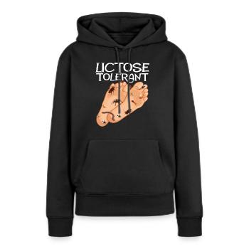 Geek stupide, embarrassant et tolérant au lactose - Sweat à capuche Premium bio Femme - noir - Devant - Julia (174cm)