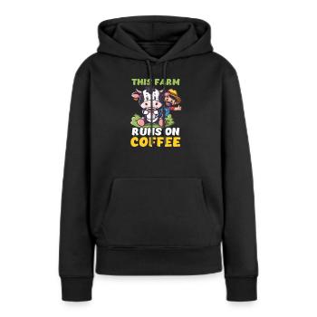 Milchviehhalter Dieser Betrieb wird mit Kuhffee betrieben - Frauen Premium Bio Hoodie - Schwarz - Vorne - Julia (174cm)