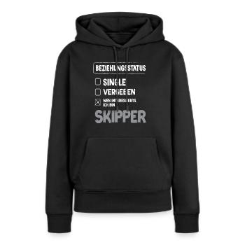 Skipper Relation Statut Skipper Voile Marin - Sweat à capuche Premium bio Femme - noir - Devant - Julia (174cm)