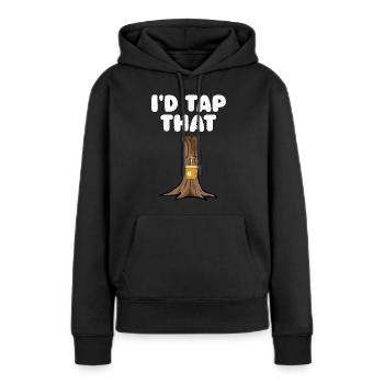 Ich würde diesen Baumahorn klopfen Baumahornblatt - Frauen Premium Bio Hoodie - Schwarz - Vorne - Julia (174cm)