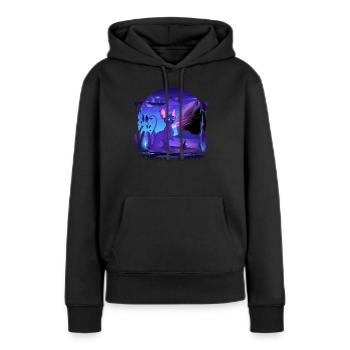 Galactic Katze Vintage Retro Cat Zeitlose Eleganz - Frauen Premium Bio Hoodie - Schwarz - Vorne - Julia (174cm)