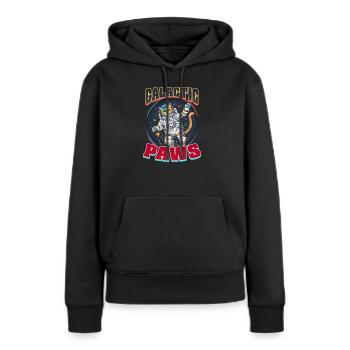 Chat astronaute Pattes Galactiques - Sweat à capuche Premium bio Femme - noir - Devant - Julia (174cm)