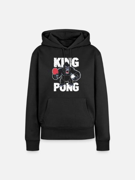 King Pong Gorille Raquette Cadeau Ping Pong Humour - Ekologisk premiumluvtröja dam - svart