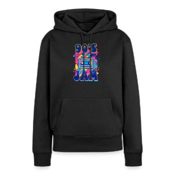 90s R&B 90'S Jam - Sweat à capuche Premium bio Femme - noir - Devant - Julia (174cm)