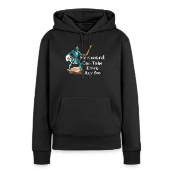Mon épée peut abattre n’importe quel ennemi de la joute Ren Faire - Sweat à capuche Premium bio Femme - noir - Devant - Julia (174cm)