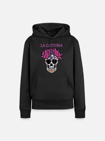 La Catrina Schmetterling Muertos Tag der Toten Halloween - Frauen Premium Bio Hoodie - Schwarz