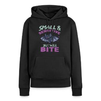 Chauve-souris Halloween Petite Sensible Mais Mordra - Sweat à capuche Premium bio Femme - noir - Devant - Julia (174cm)