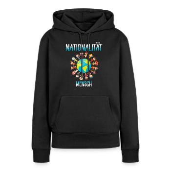 contre le racisme, contre la droite, contre les nazis, l’amour - Sweat à capuche Premium bio Femme - noir - Devant - Julia (174cm)