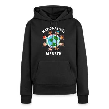 contre le racisme, contre la droite, contre les nazis, l’amour - Sweat à capuche Premium bio Femme - noir - Devant - Julia (174cm)