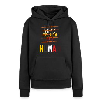contre le racisme, contre la droite, contre les nazis, l’amour - Sweat à capuche Premium bio Femme - noir - Devant - Julia (174cm)
