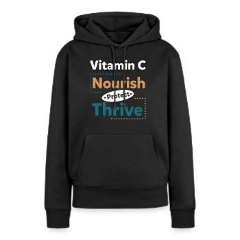 Vitamine C Nourrir Protéger Prospérer - Sweat à capuche Premium bio Femme - noir - Devant - Julia (174cm)