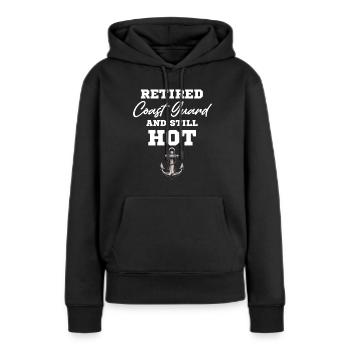 Garde côtière à la retraite et toujours en activité - Sweat à capuche Premium bio Femme - noir - Devant - Julia (174cm)
