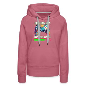 Guérir le niveau supérieur attend les gamers nerds du jeu - Sweat à capuche Premium bio Femme - mauve - Devant - Isabella (175cm)
