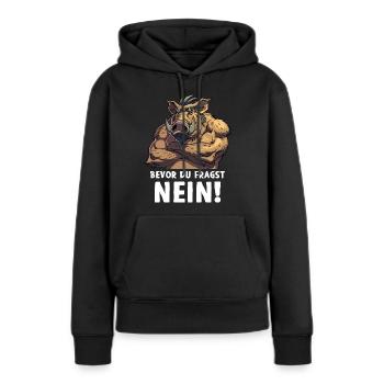 Sanglier avant de demander Forêt sauvage - Sweat à capuche Premium bio Femme - noir - Devant - Julia (174cm)
