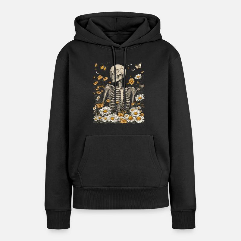 Fleurs squelettes - Sweat à capuche Premium bio Femme - noir