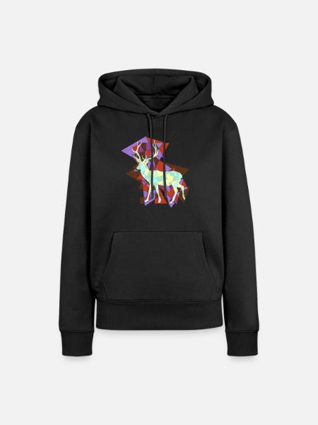 Hirsch - Abstrakt - Frauen Premium Bio Hoodie - Schwarz