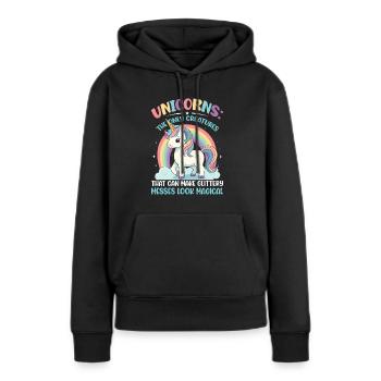 Einhörner: Die einzigen Lebewesen, die Glitzer erzeugen können - Frauen Premium Bio Hoodie - Schwarz - Vorne - Julia (174cm)