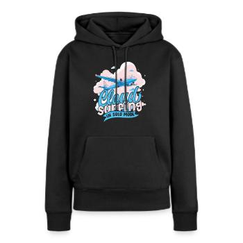 Premier pilote de vol solo surfant sur les nuages en mode solo - Sweat à capuche Premium bio Femme - noir - Devant - Julia (174cm)
