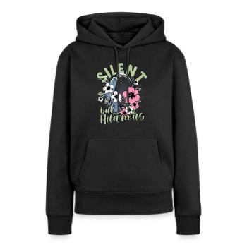 Schwerhörig Schwerhörigkeit Silent But Hilarious - Frauen Premium Bio Hoodie - Schwarz - Vorne - Julia (174cm)