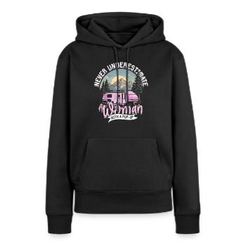 Pop Up Camper Faltcaravan - Frauen Premium Bio Hoodie - Schwarz - Vorne - Julia (174cm)