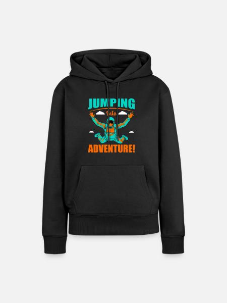 Stürze dich ins Abenteuer! - Frauen Premium Bio Hoodie - Schwarz